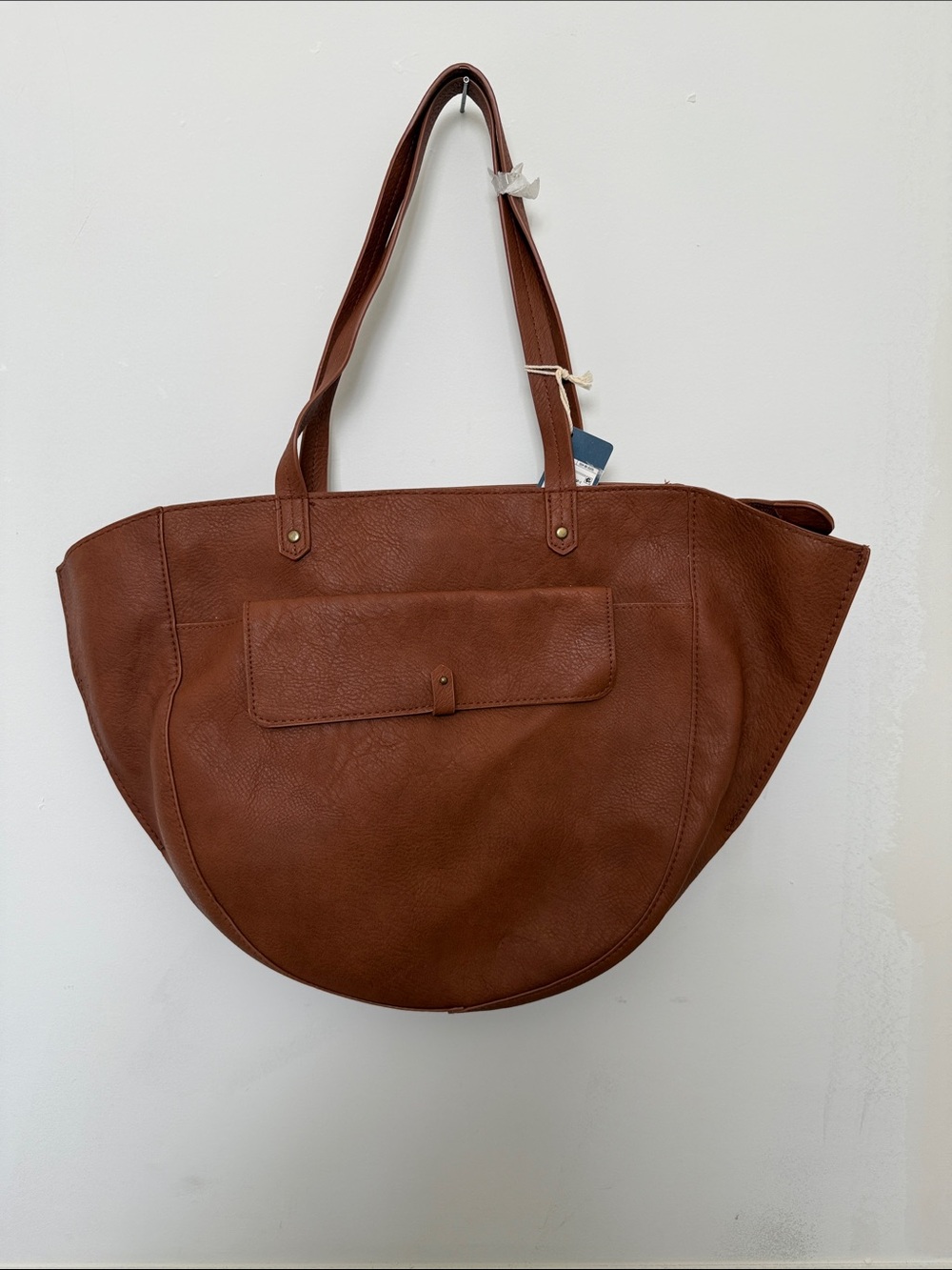 Brown Leather-Style Half-Moon Tote Bag